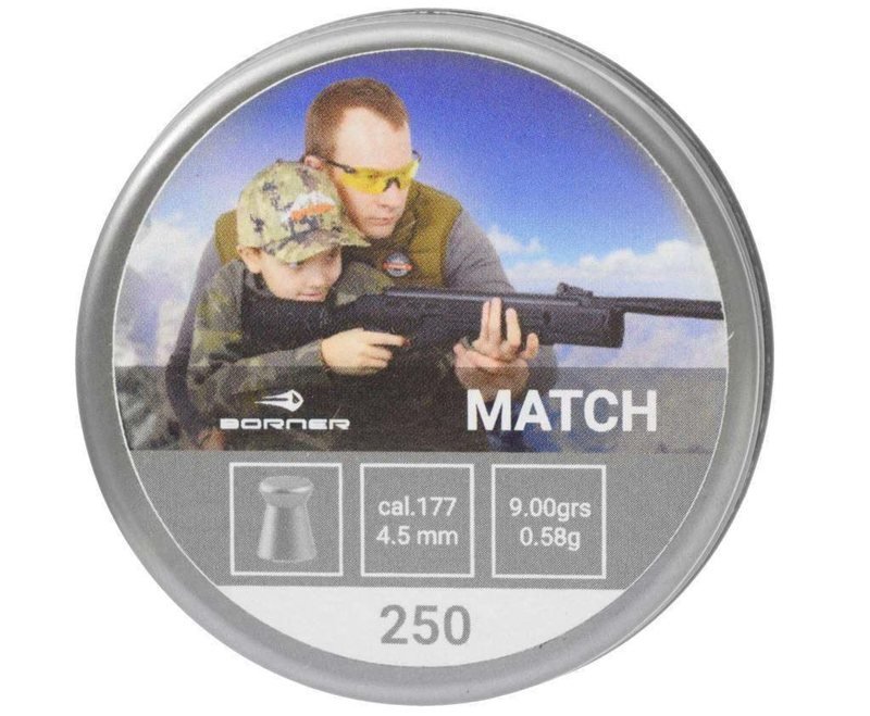 Пули пневматические Borner Match 4.5 мм (250 шт, 0.58 грамм)