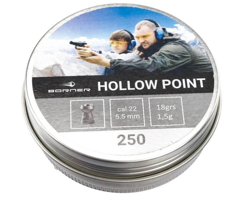 Пули пневматические Borner Hollow Point 5.5 мм (250 шт, 1.5 грамм)