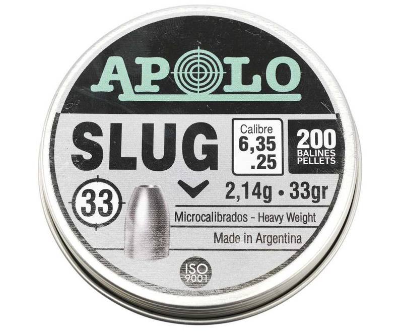 Пули пневматические Apolo Slug 6.35 мм (200 шт, 2.14 гр)