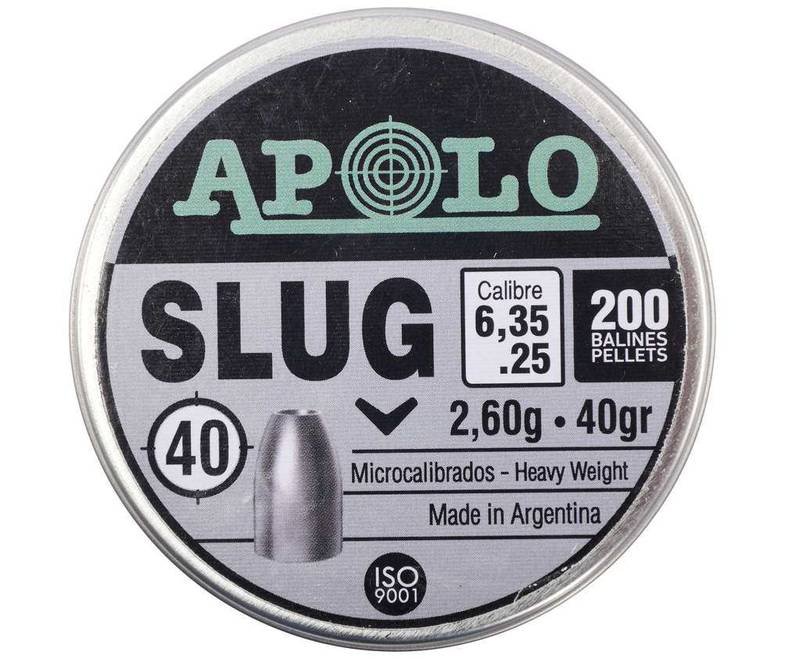 Пули пневматические Apolo Slug 6.35 мм (200 шт, 2.6 гр)